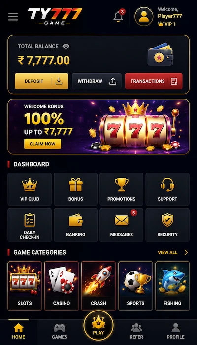 ty777 game dashboard image