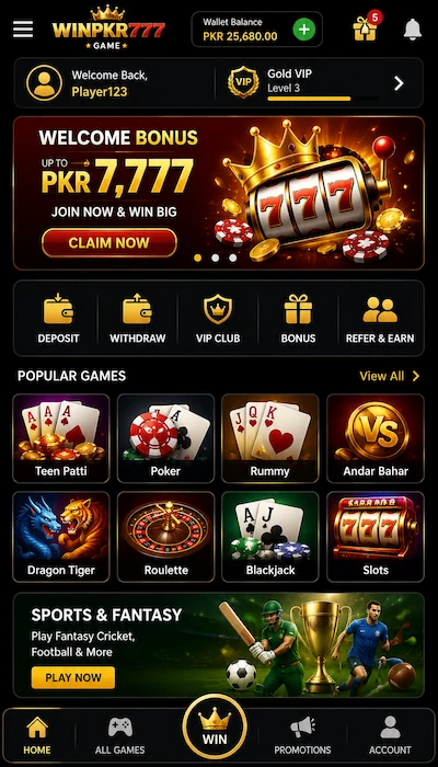 winpkr777 game dashboard image