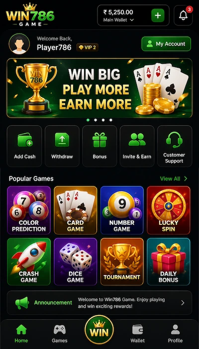win786 game dashboard image