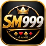SM999 Game official logo with golden crown and black background